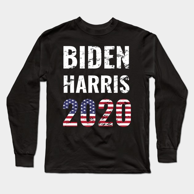 Biden Harris 2020 Election Vote for American President Distress Design Long Sleeve T-Shirt by WPKs Design & Co